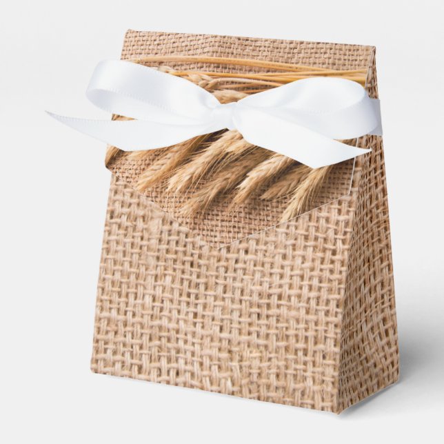 Tent Paper Favour Box Wheat on Burlap Sack Country (Front Side)