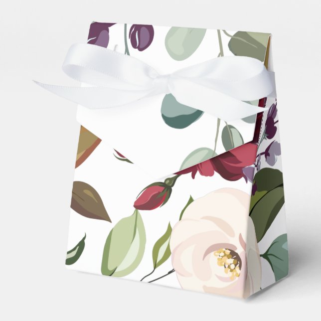 Tent Paper Favour Box White Roses Gold Geometric (Front Side)