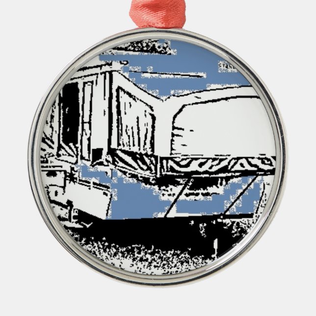 Tent Trailer on Blue Metal Tree Decoration (Front)