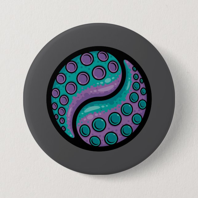 Tentacle Yin Yang 7.5 Cm Round Badge (Front)