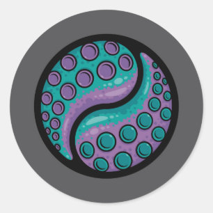 Tentacle Yin Yang Classic Round Sticker