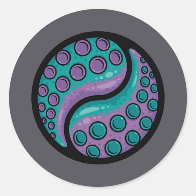 Tentacle Yin Yang Classic Round Sticker (Front)