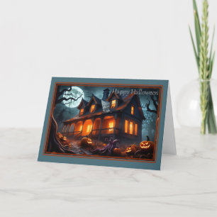 Tentacles and Haunted House Halloween Card