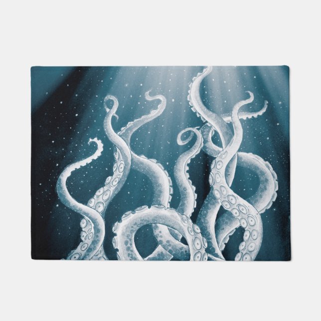 Tentacles Galaxy Blue Moon Rays Doormat (Front)