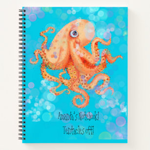 Tentacles off personalise octopus colourful bubble notebook
