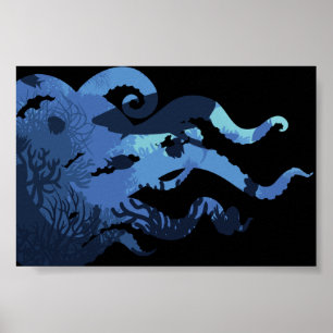 Tentacles Underwater Marine Landscape Sea Life Poster