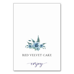Tented Food Label Wedding Buffet Dusty Blue Floral Table Number