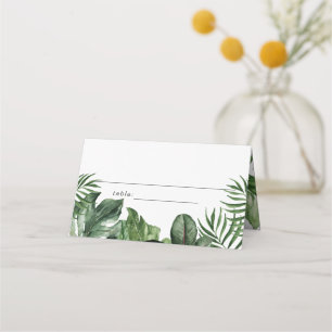 Tented Tropical leaves place card