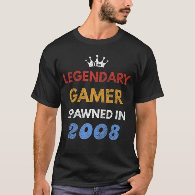 Tenth Birthday Gaming Gift  Born in 2008 for Gamer T-Shirt (Front)