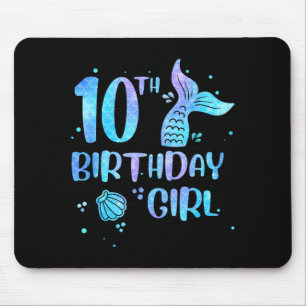 Tenth Birthday Girl Mermaid 10th Toddlers Back to Mouse Pad