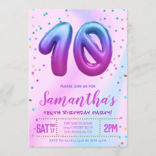 Tenth Birthday Party Invitation