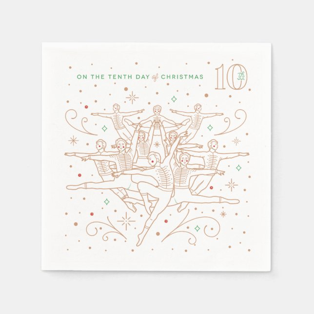 Tenth Day of Christmas Party Paper Napkins (Front)