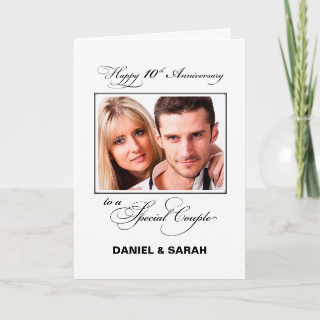 Tenth Wedding Anniversary Custom Name & Photo Card (Front)