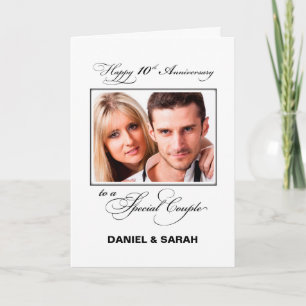 Tenth Wedding Anniversary Custom Name & Photo Card