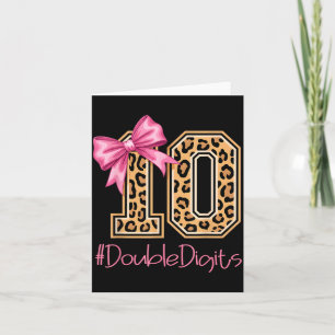 Tenth Years Old Girl Birthday Bow Coquette Leopard Card
