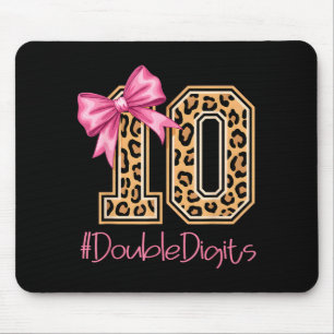 Tenth Years Old Girl Birthday Bow Coquette Leopard Mouse Pad