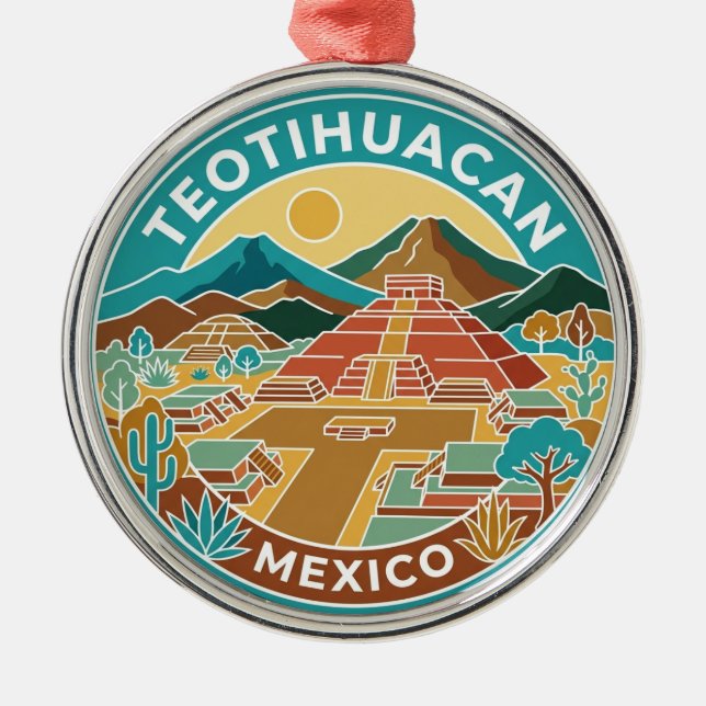 Teotihuacan Mexico Metal Tree Decoration (Front)