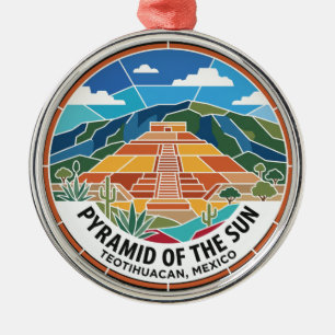 Teotihuacan Pyramid of the Sun Mexico Metal Tree Decoration