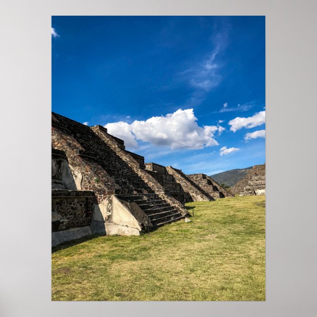 Teotihuacan Stone Platforms Under Blue Sky Poster (Front)