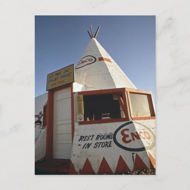TEPEE GAS STATION ON ROUTE 66 TRAVEL POSTCARD (Front)