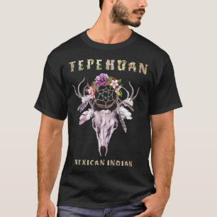 Tepehuan Mexican Indian Tribe BOHO Floral Skull Re T-Shirt