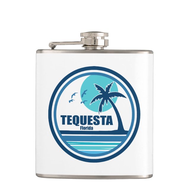 Tequesta Florida Palm Tree Birds Hip Flask (Front)