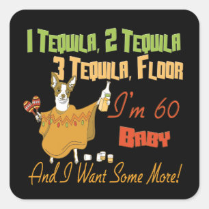 Tequila 60th Birthday Party Collection Square Sticker