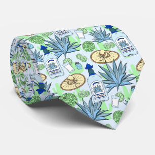 Tequila Drinker Blue Agave and Sombreros Print Tie