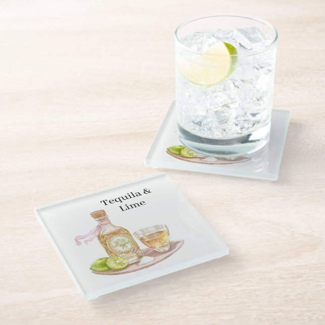 Tequila & Lime Glass Coaster (Angled)