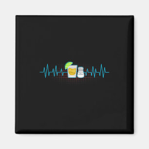 Tequila Lime Salt Heartbeat Funny Cinco De Mayo Fi Magnet