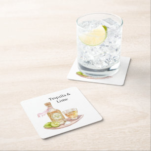 Tequila & Lime Square Paper Coaster