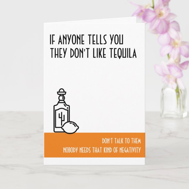 Tequila Lover's Standard Orange Birthday Card (Orchid)