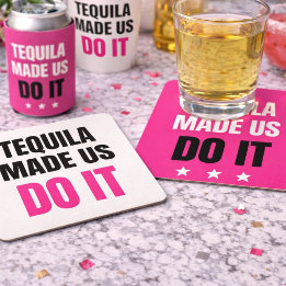Tequila Made Us Do It | Bride Squad Drinking Square Paper Coaster