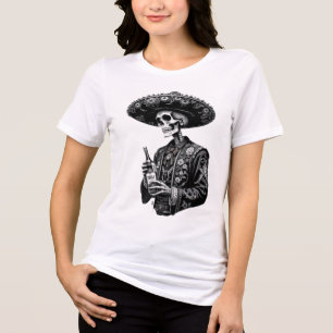 Tequila Mariachi Skeleton Tri-Blend Shirt
