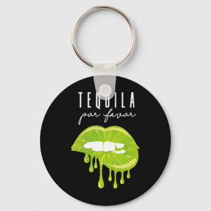 Tequila Por Favour Lime Lips Adult Drinking Cinco Key Ring