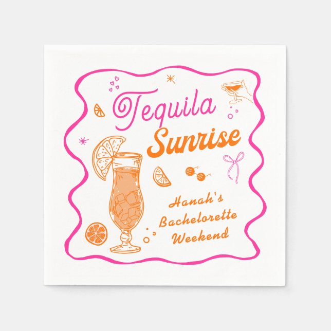 Tequila Sunrise Bachelorette  Napkin (Front)