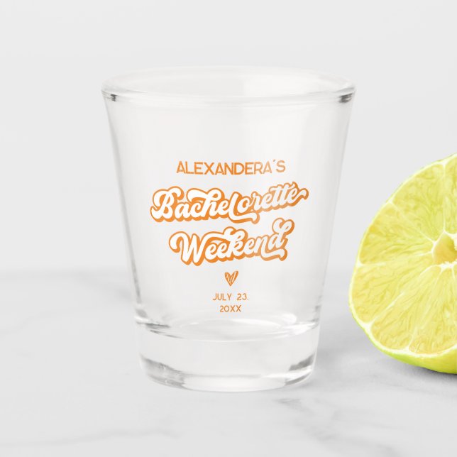 Tequila sunrise bachelorette  shot glass (Front)