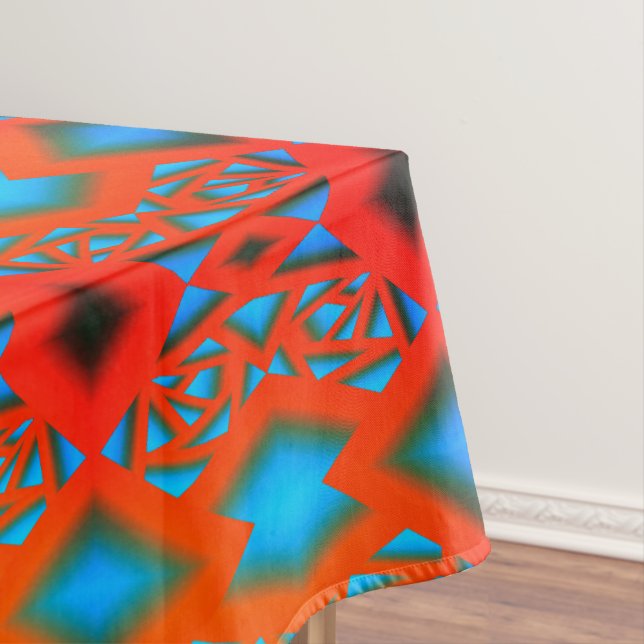 Tequila Sunrise Ombre Geometric Abstract Art Tablecloth (In Situ)