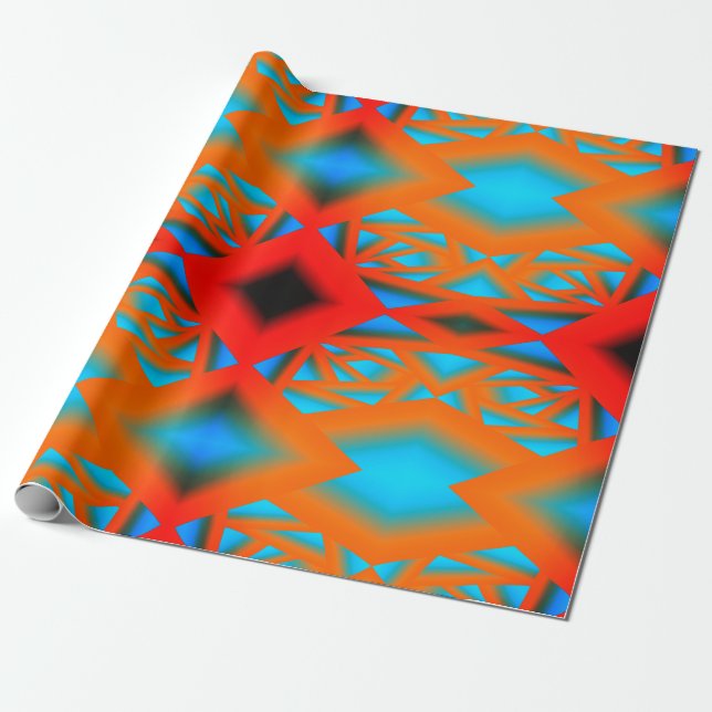 Tequila Sunrise Ombre Geometric Abstract Art Wrapping Paper (Unrolled)
