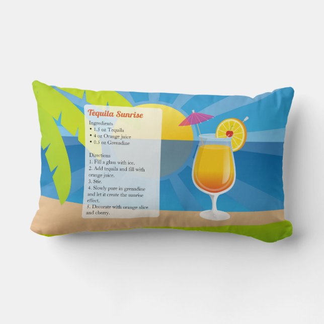 Tequila Sunrise Recipe Lumbar Cushion (Back)