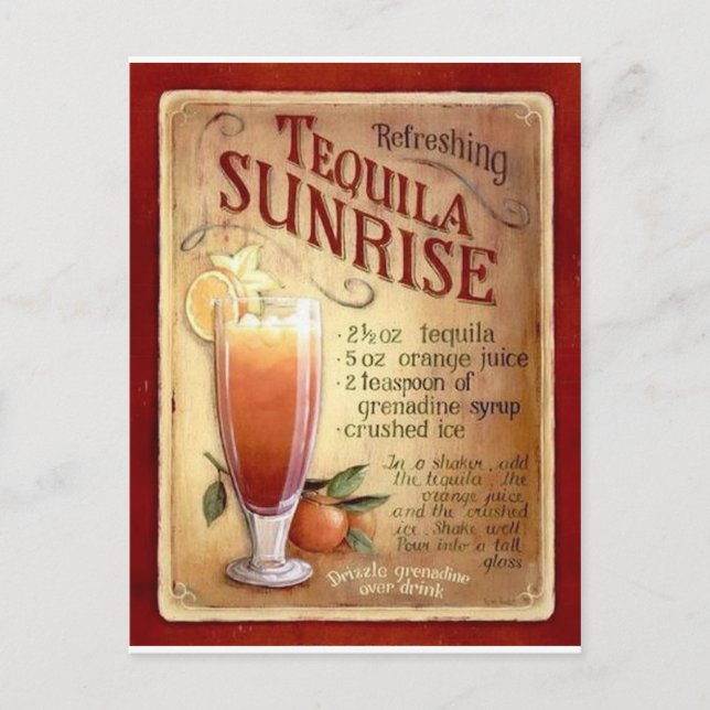 tequila sunrise recipe postcard (Front)
