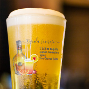 Tequila Sunrise Recipe Watercolor Mixed Drink Glass