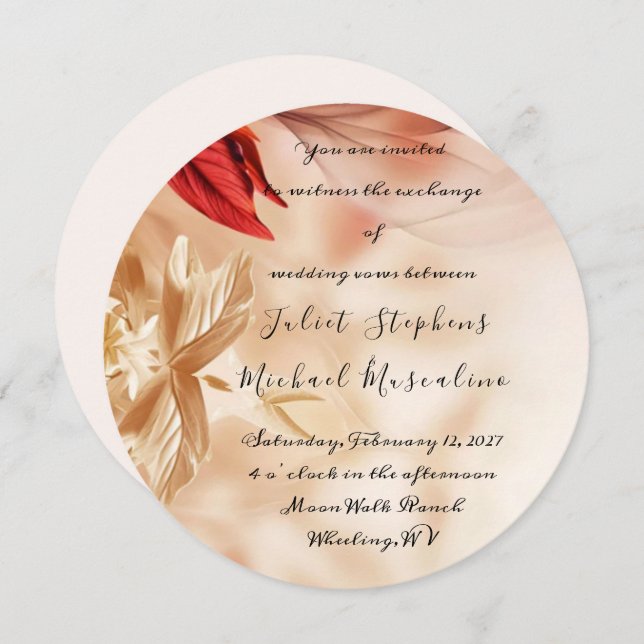 Tequila Sunrise Round Wedding Invitation (Front/Back)