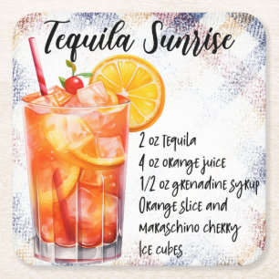 Tequila Sunrise Square Paper Coaster