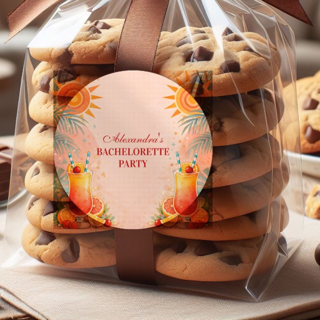 Tequila Sunrise Sunset Cocktail Bachelorette Party Classic Round Sticker (Creator Uploaded)