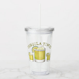 Tequila Time Lime Margarita Cocktail Mixed Drink Acrylic Tumbler
