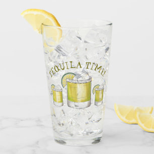 Tequila Time Lime Margarita Cocktail Mixed Drink Glass