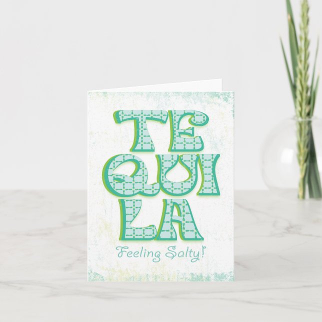 Tequila Typography Boho Cowgirl Feeling Salty  Note Card (Front)