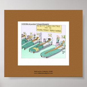 Tequila Worm Rehab Funny Cartoon On Canvas Print