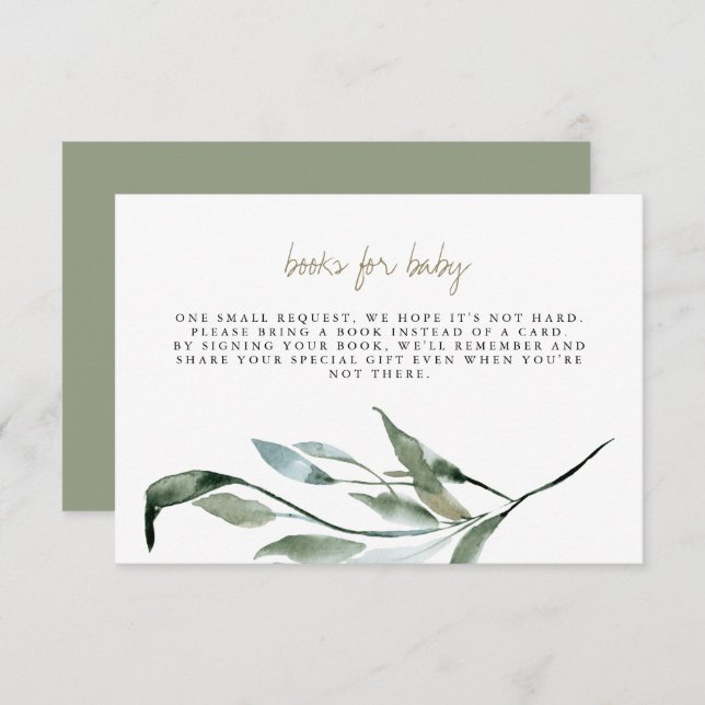 Tera - Boho Greenery Gold Books for Baby Card (Front/Back)
